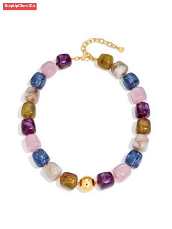 Jewelry - Chunky Resin Bead Statement Necklace Adjustable Lobster Clasp